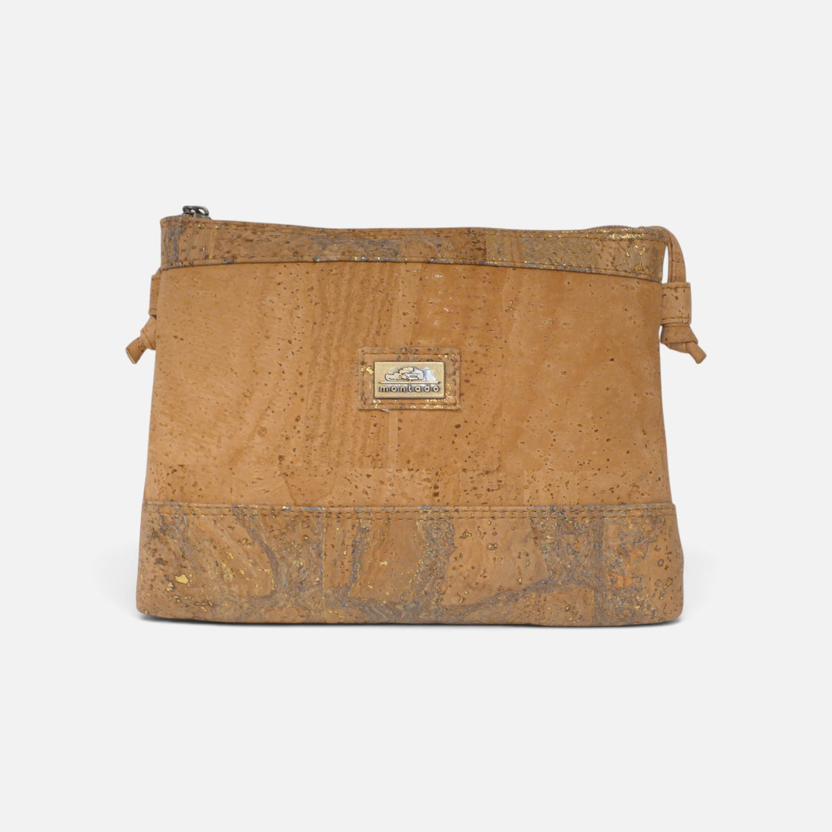 Pochette en liège à bandeau Mapa, veines beiges façon carte marine