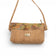 Mini pochette bandeau en liège, bandeau patchwork teinté vert et ocre — Montado, vue face, Portugal