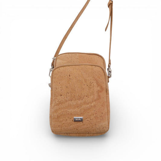 Double pocket vegan pochette from Artipel in cork material, featuring a stylish design ideal for phone storage.