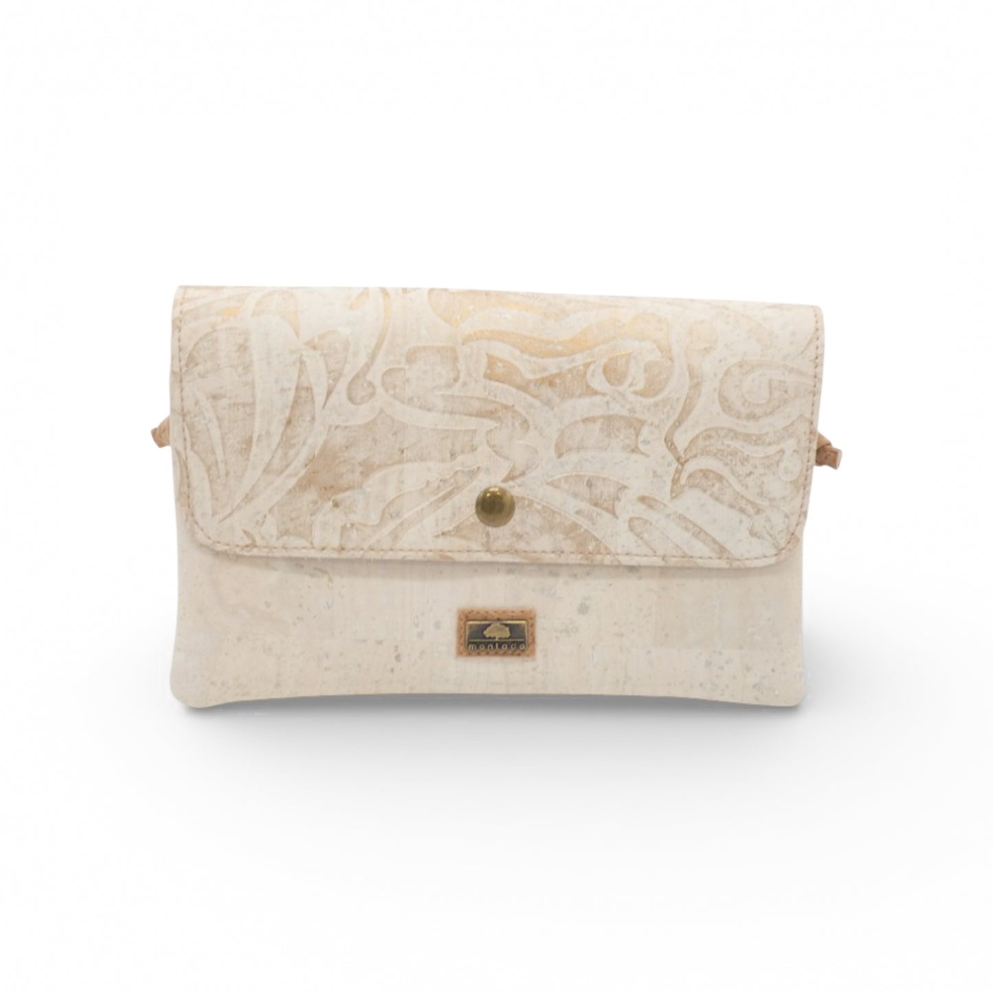 White and gold waterproof Montado pochette with double pockets, stylishly designed for phone and essentials.