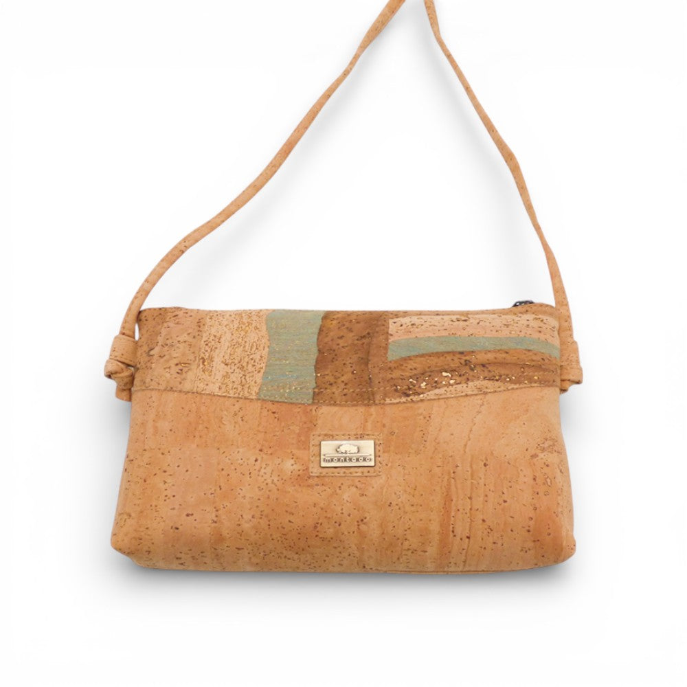 Montado large bandeau pouch featuring a colorful mosaic pattern and a textured cork design.