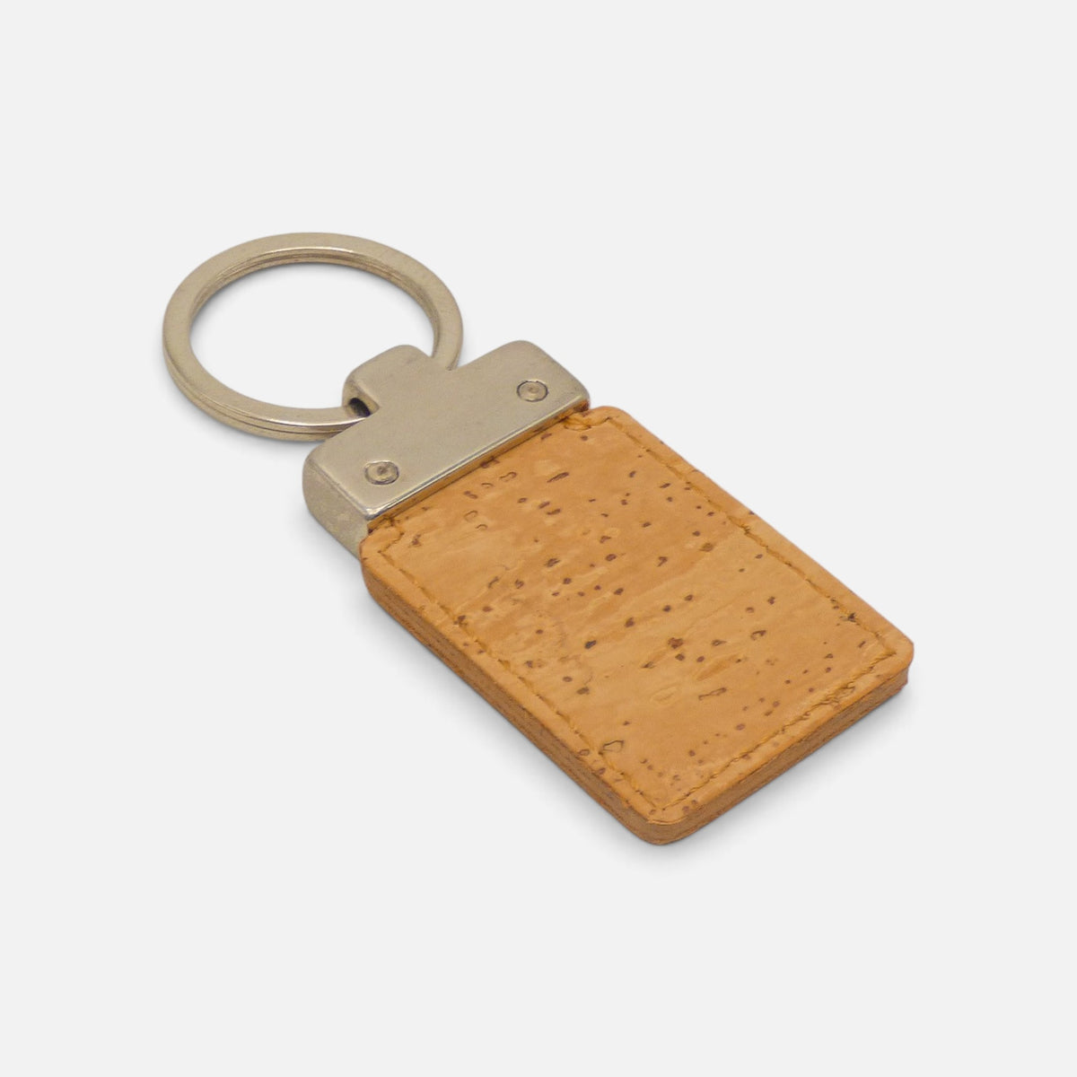 Porte-clés plaque rectangulaire en liège clair, surface lisse à personnaliser