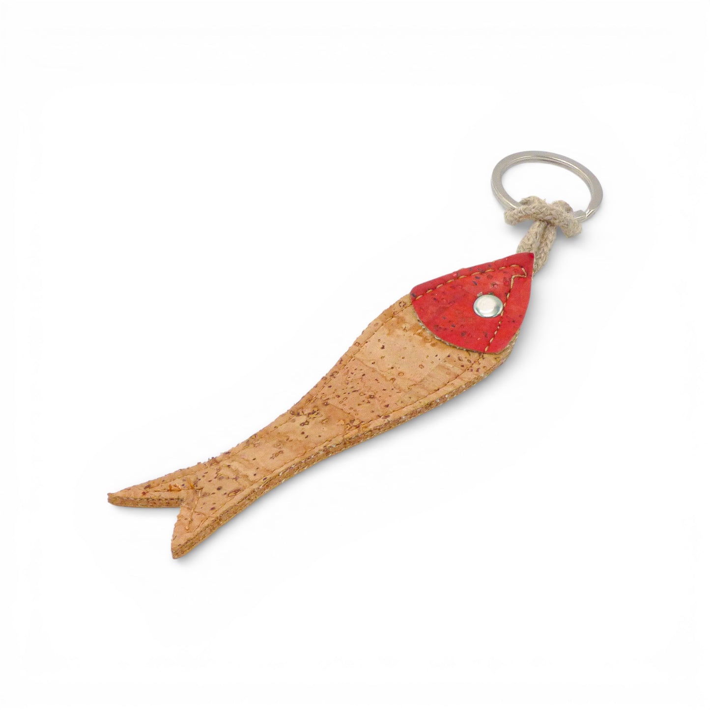 Porte-clés Sardine Iconique en liège rouge, design durable et authentique de la marque Amador Varum.