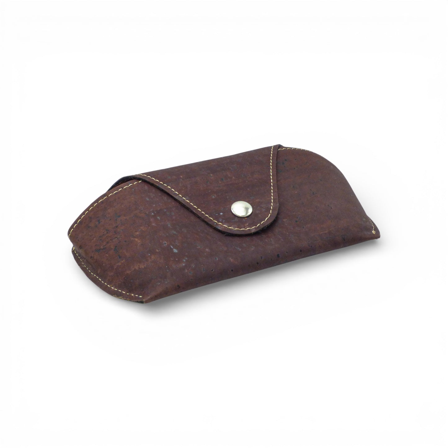 Étui à lunettes semi-rigide "Chocolat" Kacaus en liège marron, design bohème chic, avec fermeture zippée.