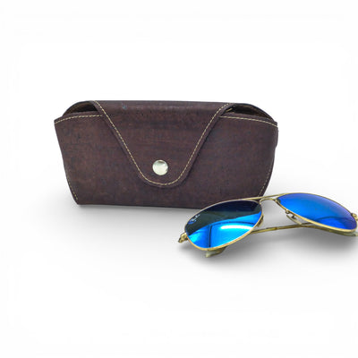 Étui à lunettes semi-rigide en liège du Portugal — Kacaus Chocolat texture bois anti-choc