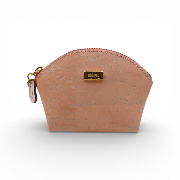 Coral cork wallet "Petit Chat d'Amour" by Artipel featuring a charming cat charm on the front.