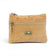 Porte-monnaie double zip compact en liège beige naturel, format poche pratique au quotidien