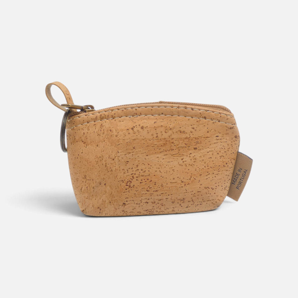 Dos uni d'un porte-monnaie en liège naturel, étiquette Made in Portugal