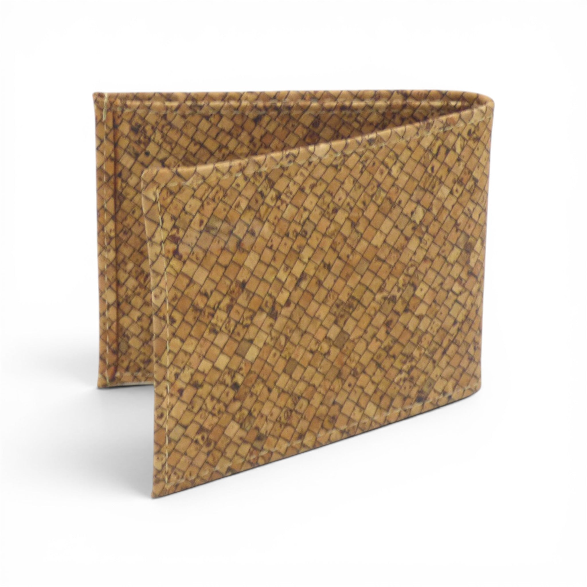 Portefeuille homme bifold en liège mosaïque losanges marron