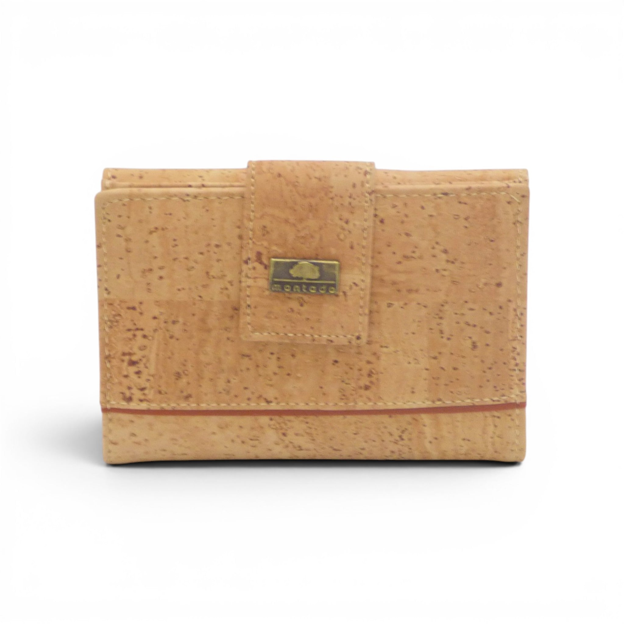 Portefeuille compact en liège beige naturel porte-monnaie