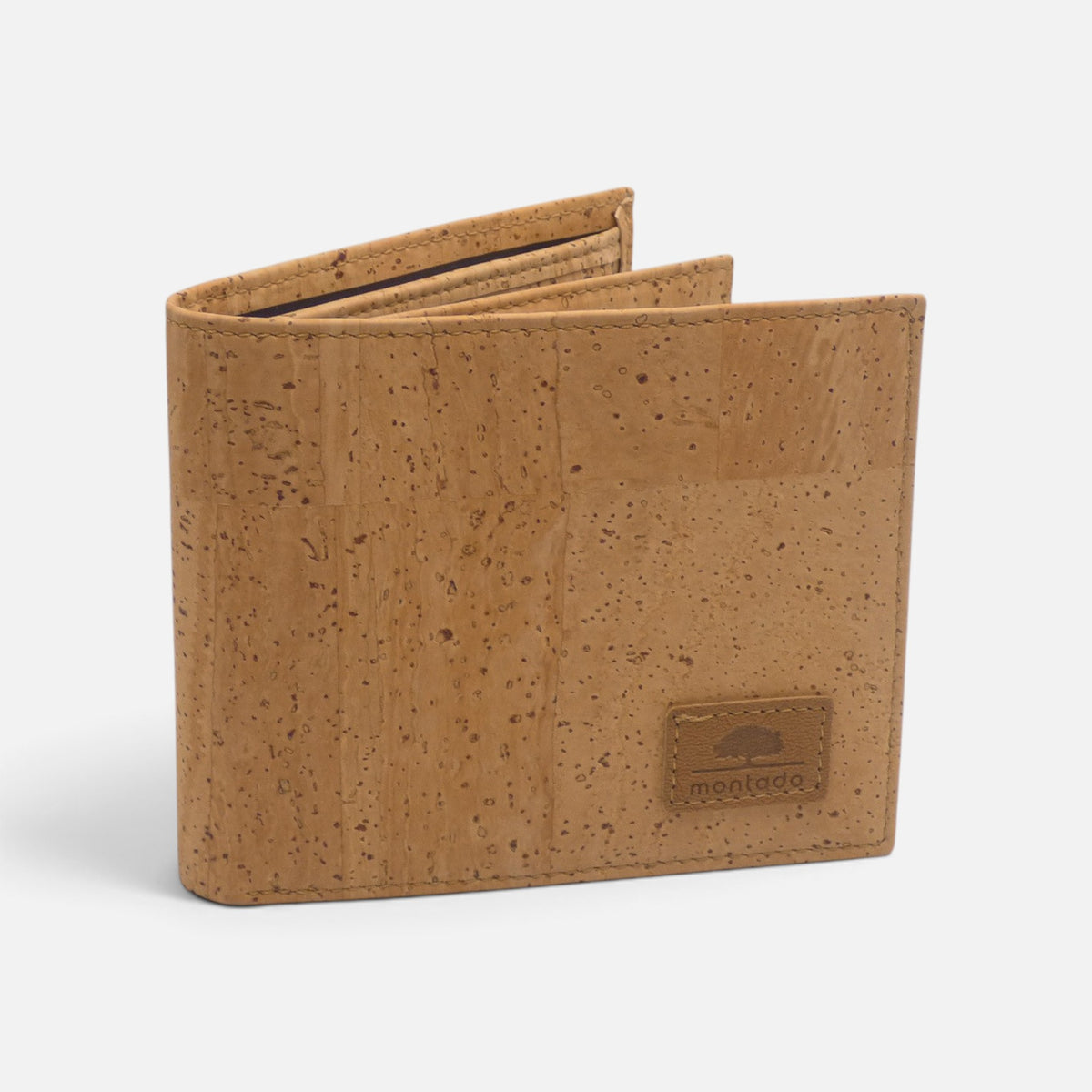 Portefeuille homme compact en liège naturel fermé, format bifold qui ne gonfle pas