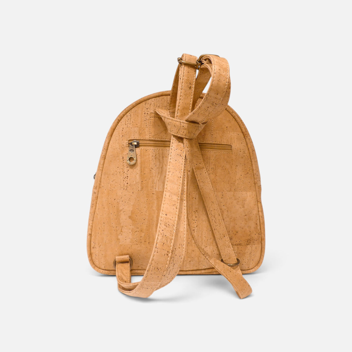 Dos d'un sac à dos en liège naturel, bretelles fines et poche arrière