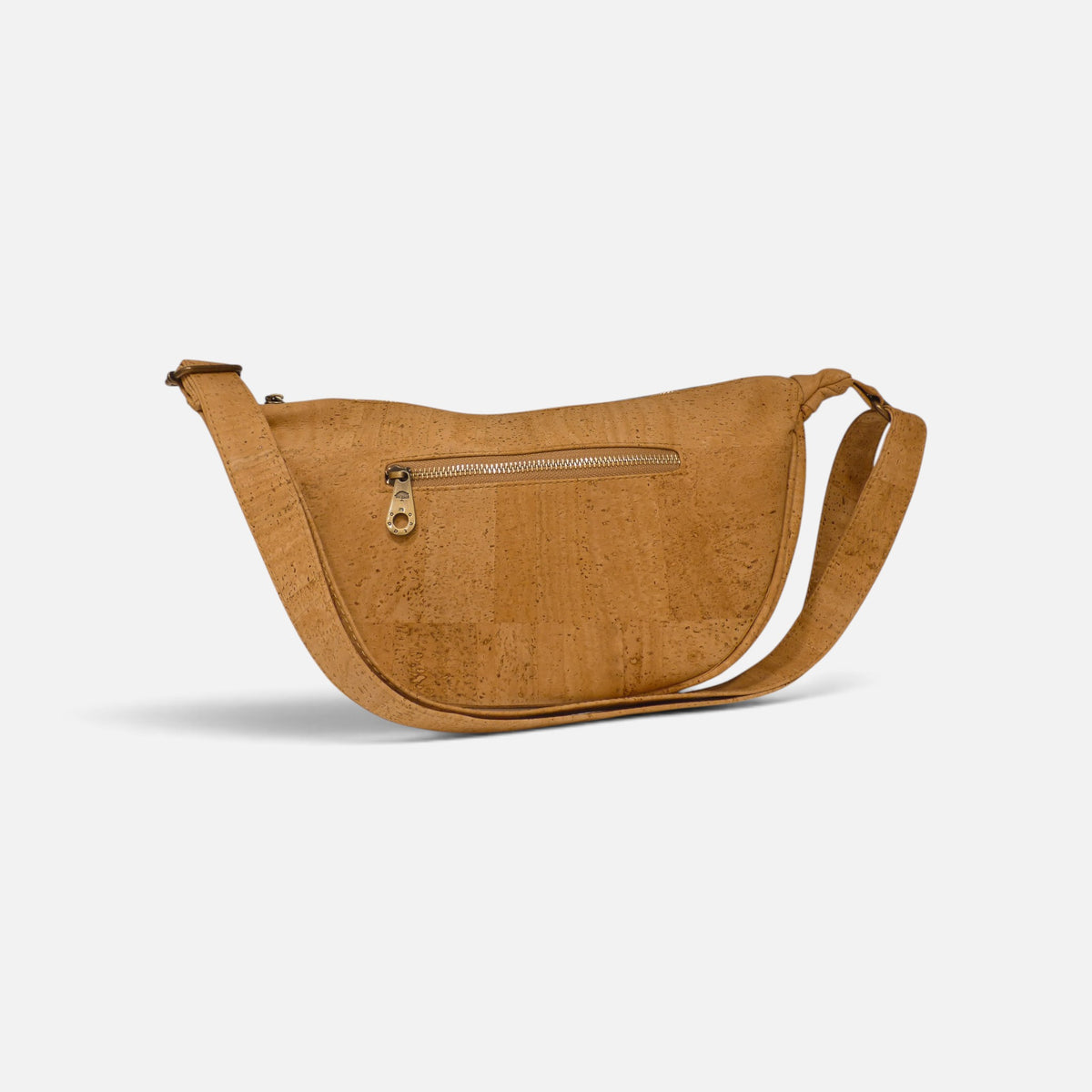 Sac banane évasé en liège naturel, grand zip et sangle réglable