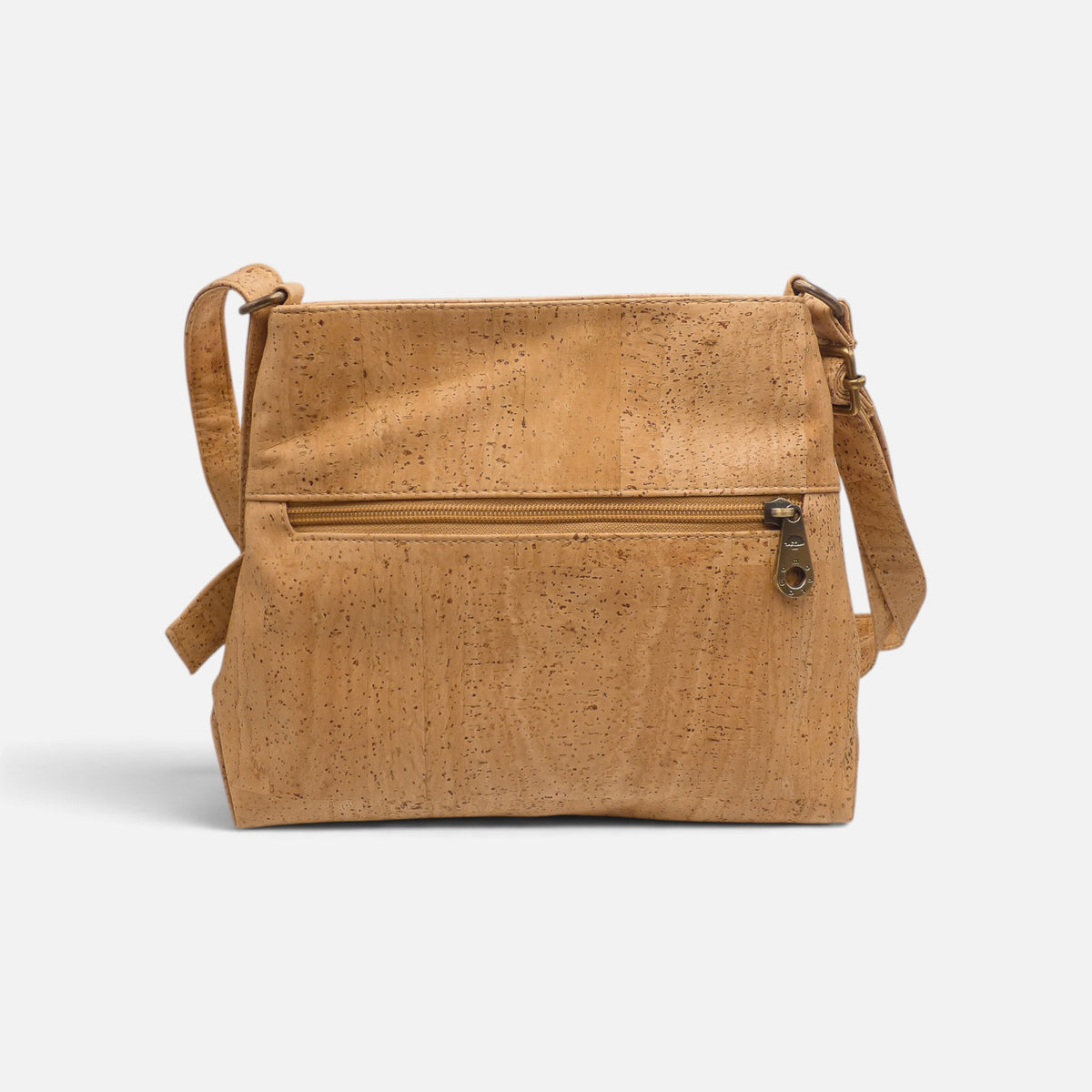 Dos d'un sac bandoulière en liège avec poche zippée pleine largeur