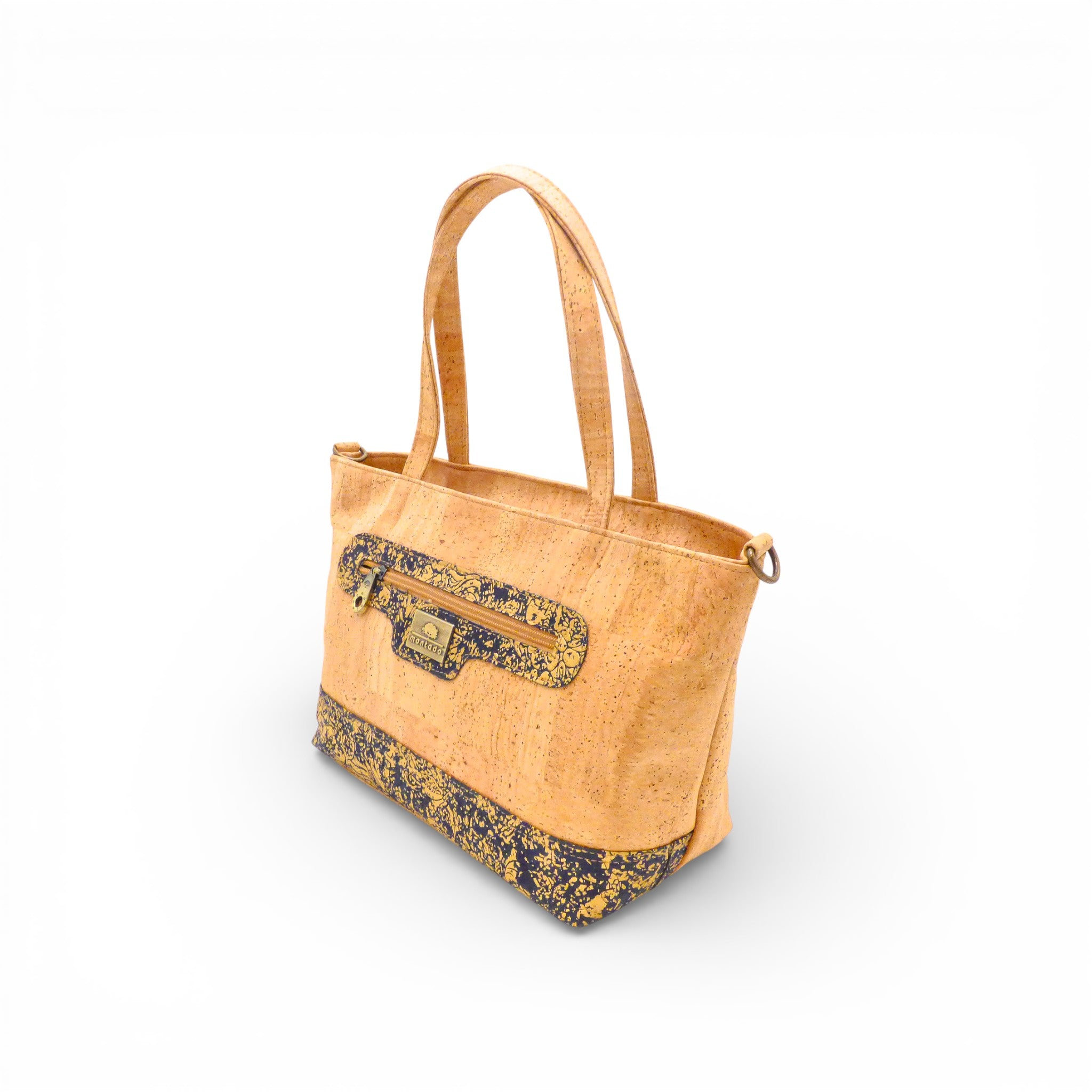 Sac à main liège Relief Montado - vue trois quarts, design naturel - artisanat