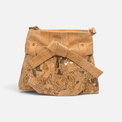 Grand sac à nœud en liège motif Calcado, base pavée brune et dorée