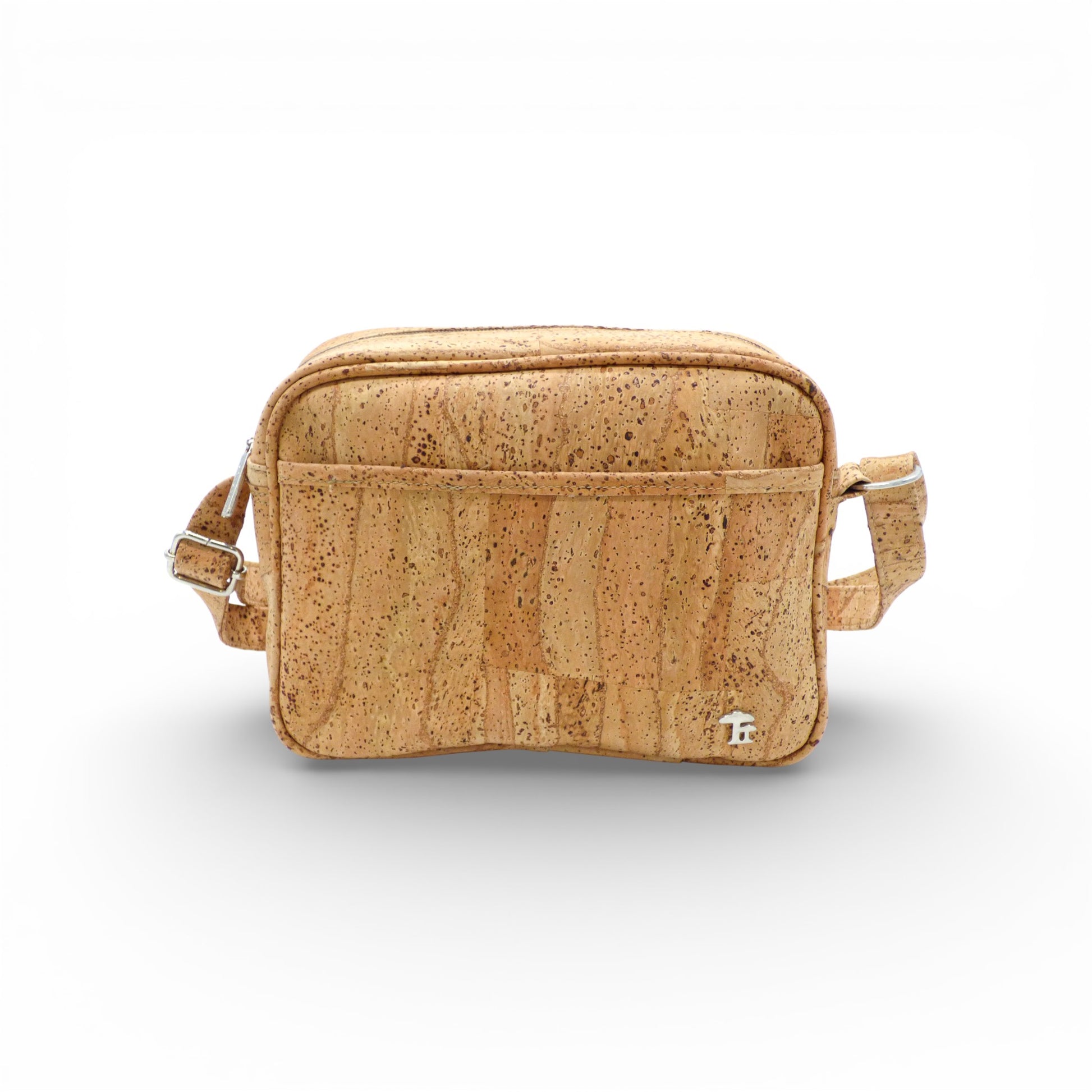Sac bandoulière "City" en liège naturel avec poche avant, design imperméable et résistant de la marque Cork Design.