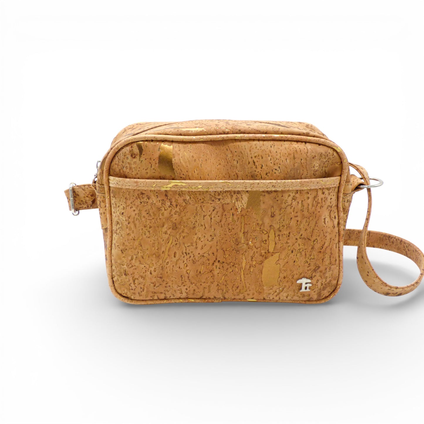 Sac bandoulière "City" naturel en liège avec poche avant, design résistant et imperméable de Cork Design.