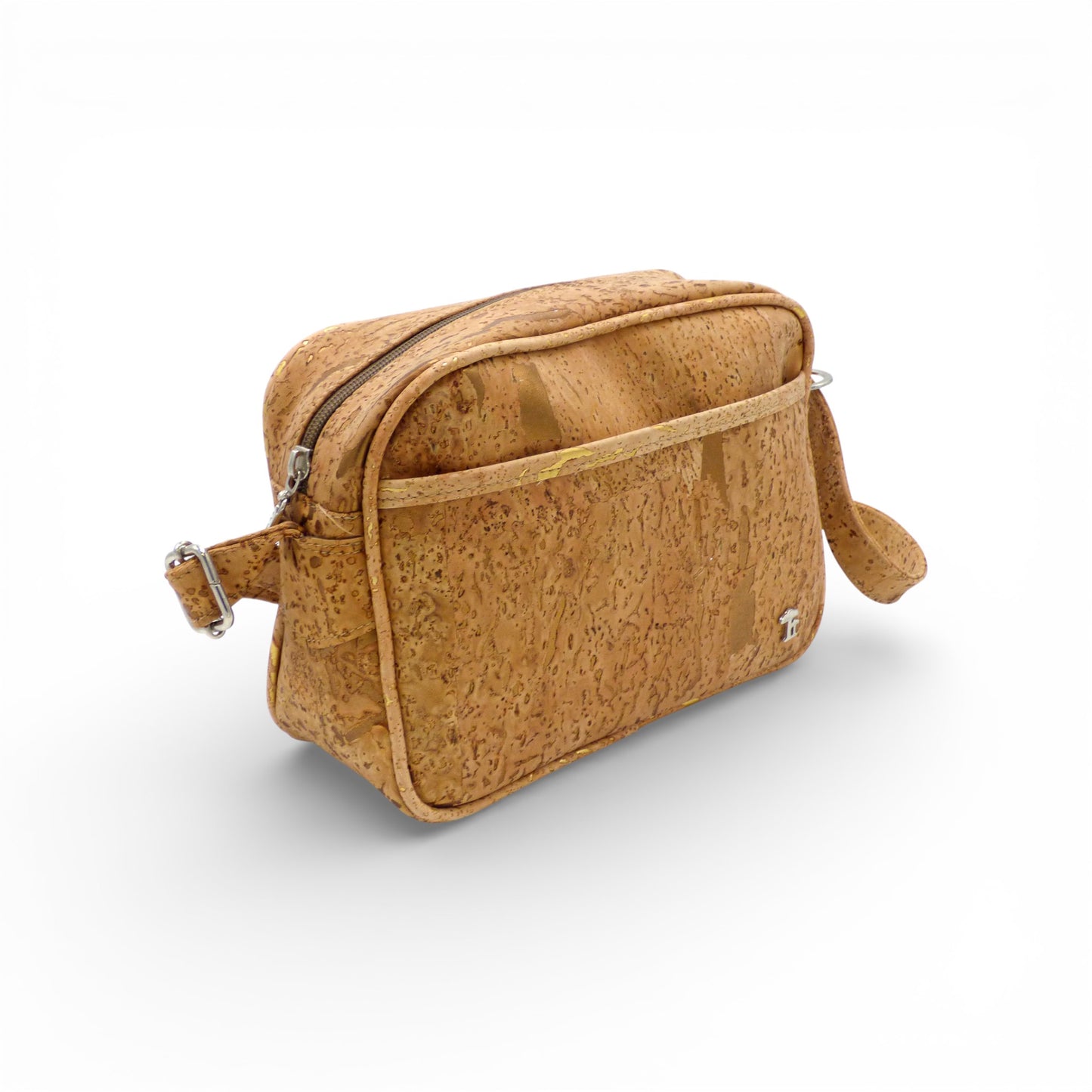 Sac bandoulière "City" naturel en liège avec poche avant, résistant et imperméable, de la marque Cork Design.