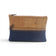 Trousse double zip en liege bicolore bleu marine et beige