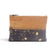 Trousse double zip liege noir craquele dore et beige