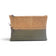 Trousse double zip vert olive et beige creme en liege